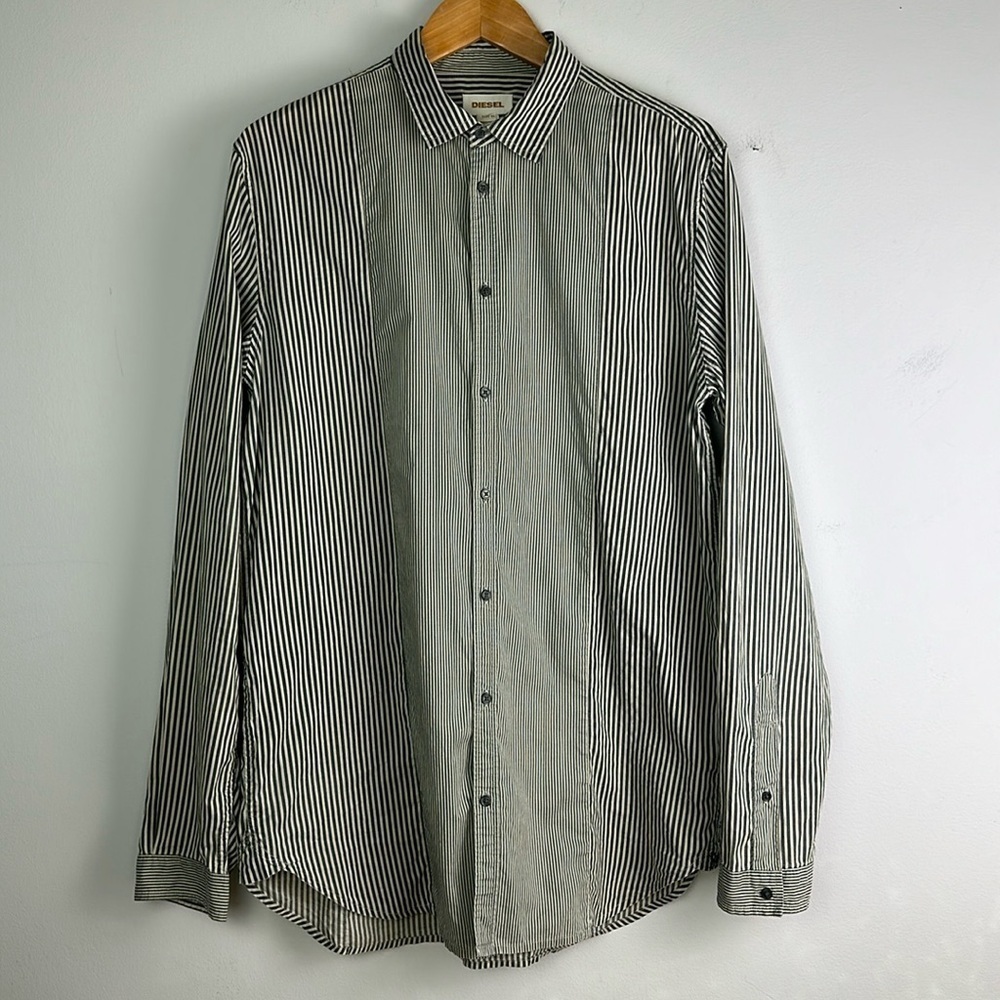 Diesel Size XL Button Down Shirt Long Sleeve Striped Casual Business Meeting